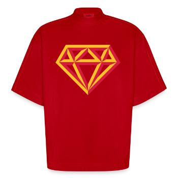 Diamond (Gemstone Brilliant Symbol / Outl. Red 2C) - Heavyweight Oversized Organic Boxy T-Shirt Made in EU - red - Front