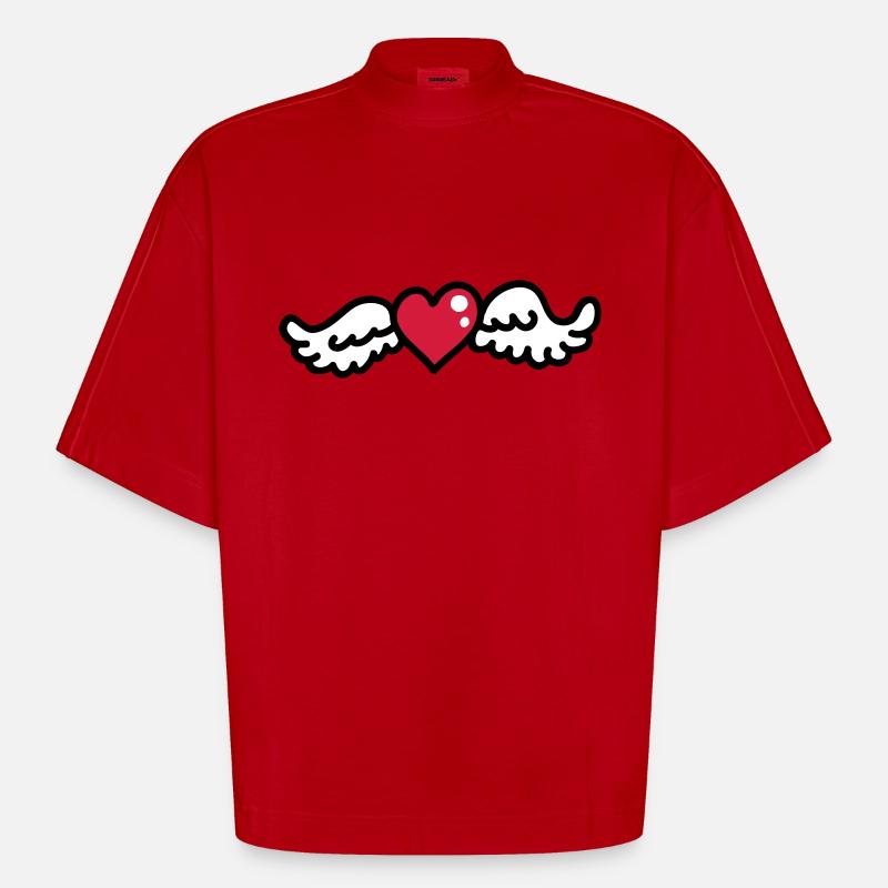 Herzflügel 3 - Heavyweight Oversized Organic Boxy T-Shirt Made in EU - Rot