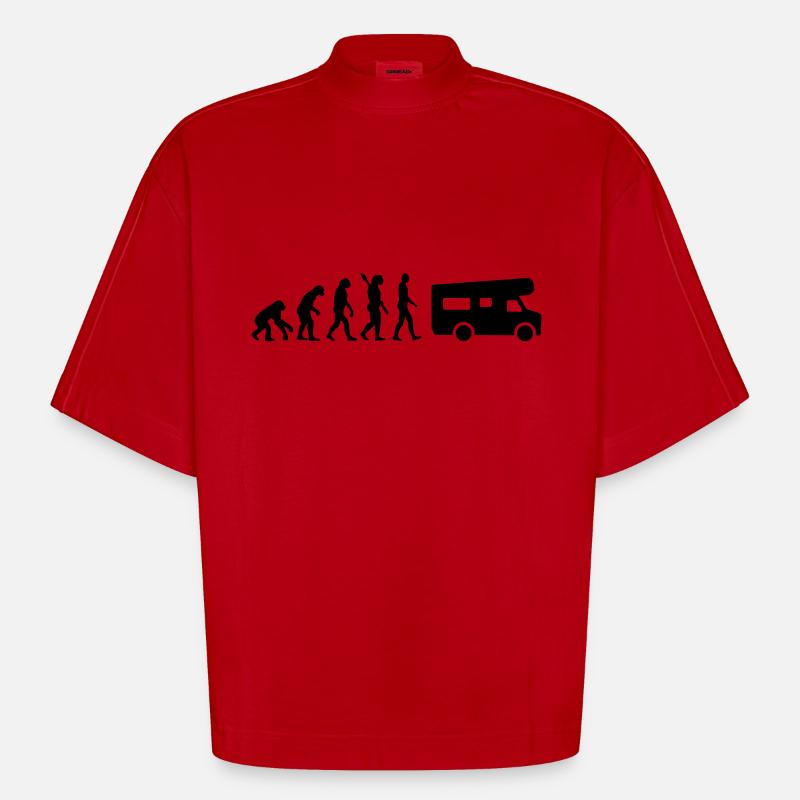 Evolution Camping - T-shirt bio épais oversize Boxy fabriqué en UE - rouge