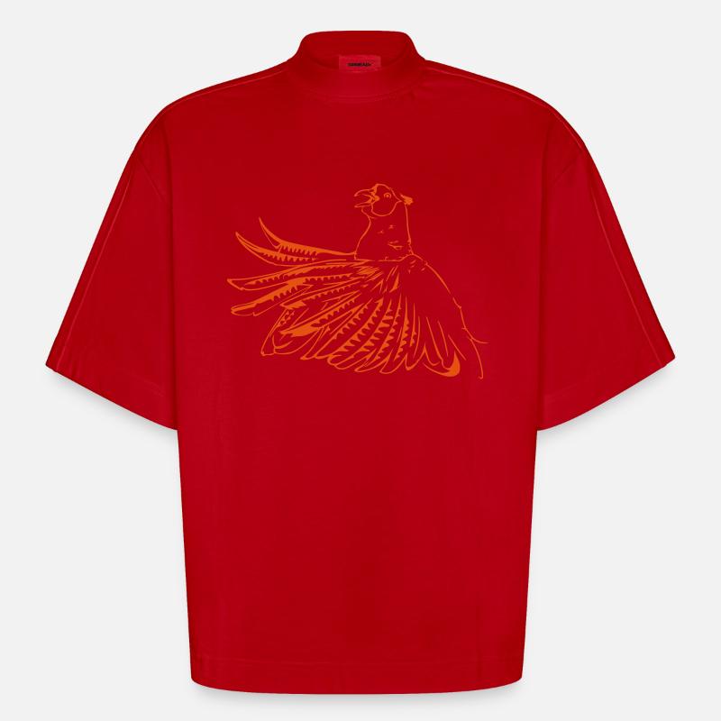 Fasan - der Pfau des Ackers - Heavyweight Oversized Organic Boxy T-Shirt Made in EU - Rot