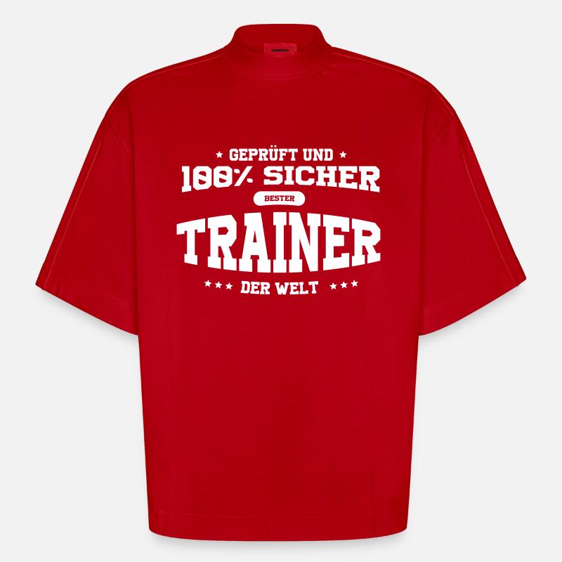 Bester Trainer der Welt - Heavyweight Oversized Organic Boxy T-Shirt Made in EU - Rot