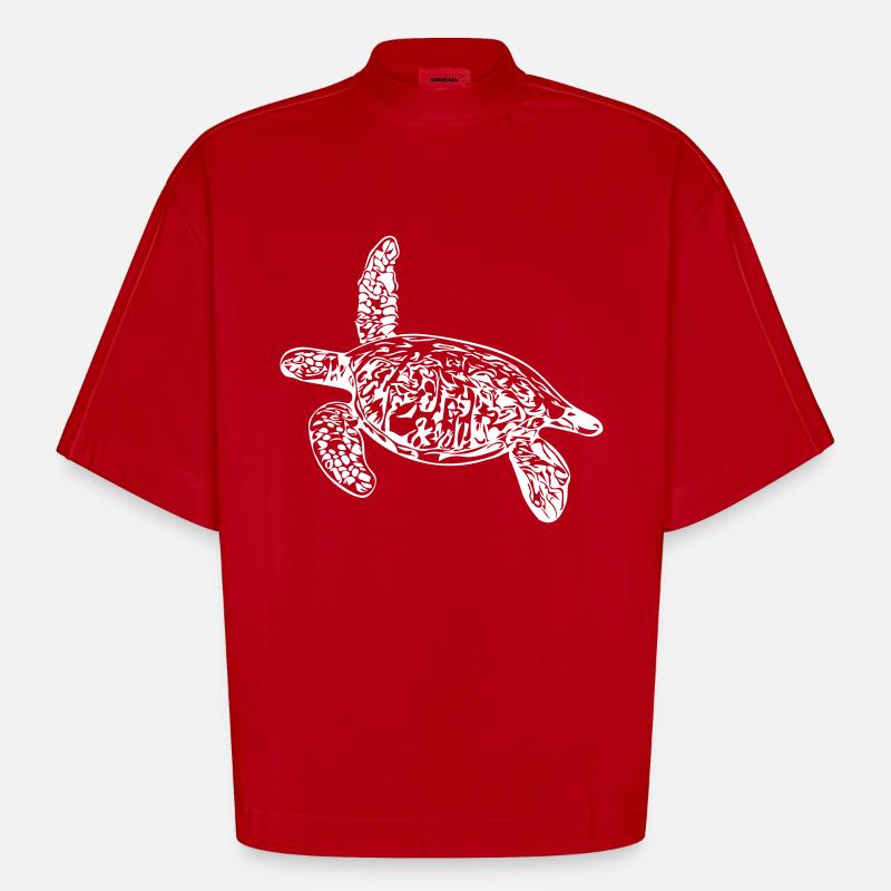 Turtle - vector design - Heavyweight Oversized Organic Boxy T-Shirt Made in EU - red