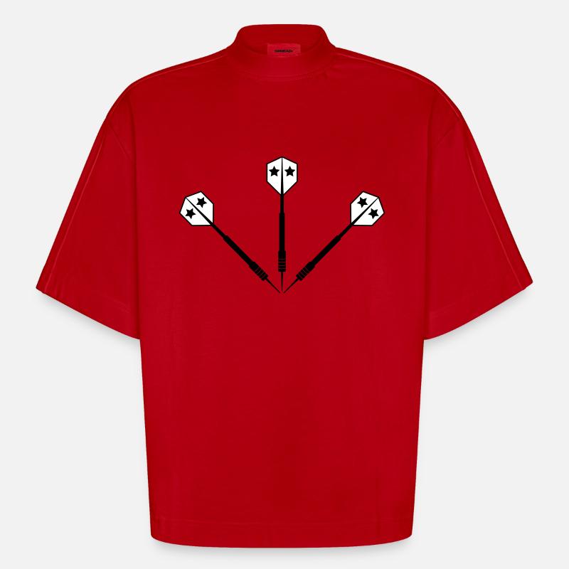 Fléchettes Dart 2c fléchettes - T-shirt bio épais oversize Boxy fabriqué en UE - rouge