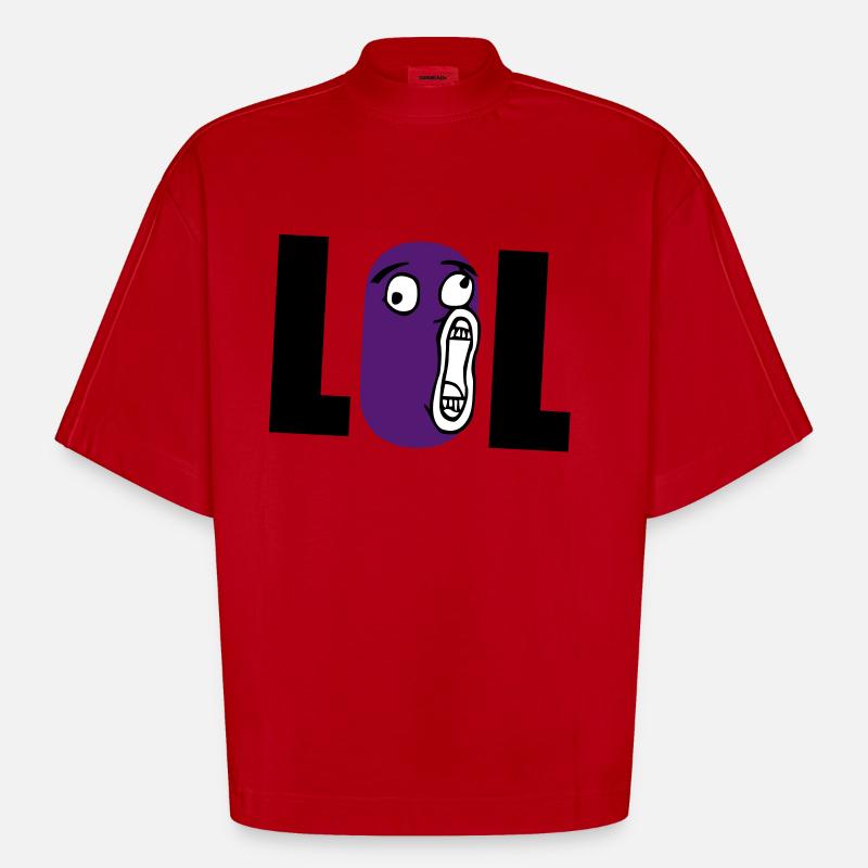 lol - T-shirt bio épais oversize Boxy fabriqué en UE - rouge
