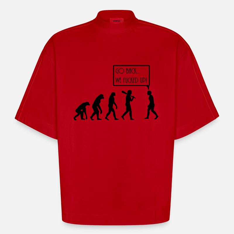 évolution - T-shirt bio épais oversize Boxy fabriqué en UE - rouge