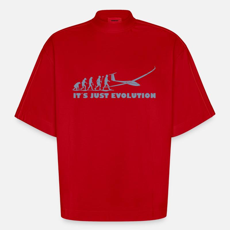 Evolution Segelflugzeug - Heavyweight Oversized Organic Boxy T-Shirt Made in EU - Rot