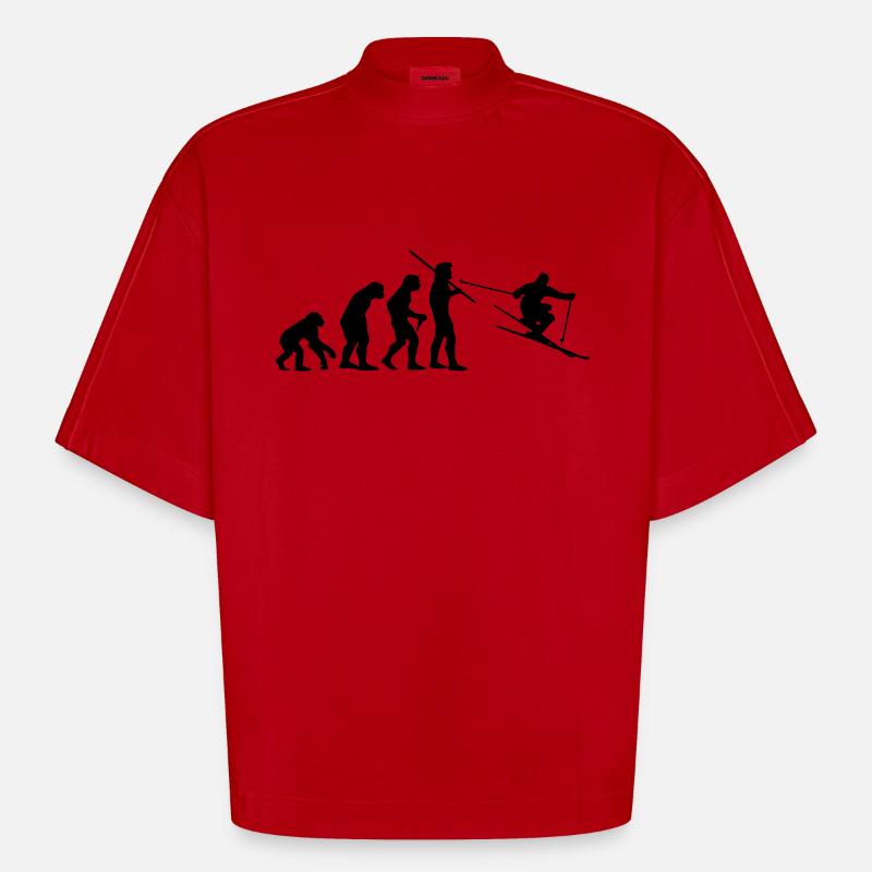 Evolution de ski - T-shirt bio épais oversize Boxy fabriqué en UE - rouge