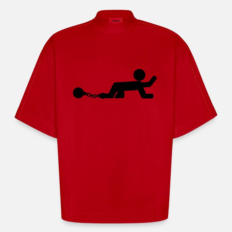 Chained Man - Heavyweight Oversized Organic Boxy T-Shirt Made in EU - Rot