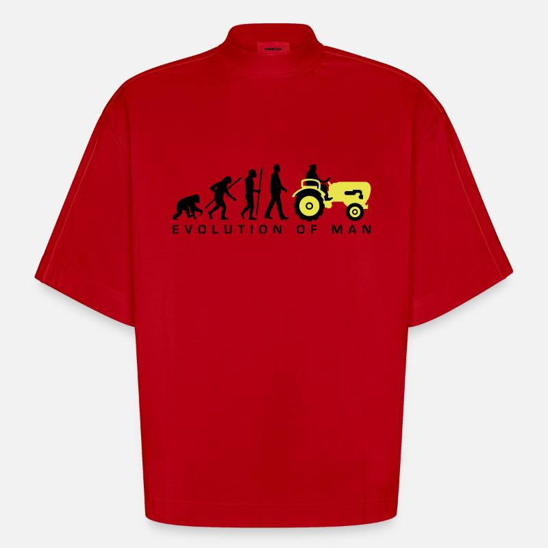 evolution_bauer_mit_traktor_032013_a_2c - Heavyweight Oversized Organic Boxy T-Shirt Made in EU - Rot