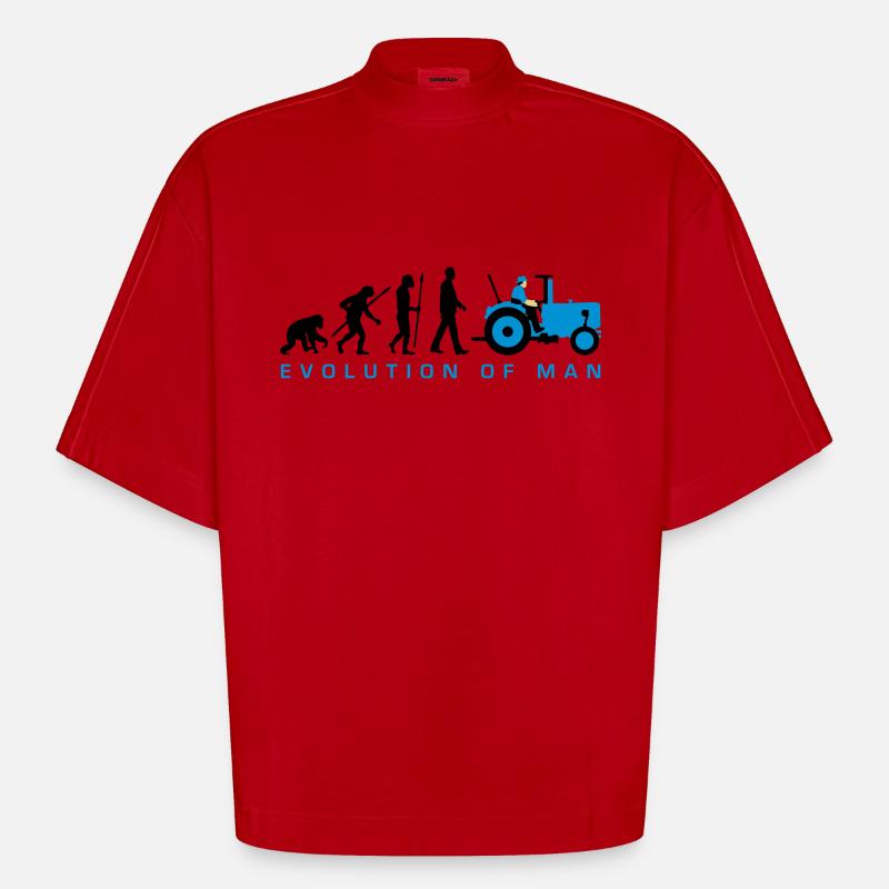 evolution_des_mannes_bauer_mit_trecker_c - Heavyweight Oversized Organic Boxy T-Shirt Made in EU - Rot