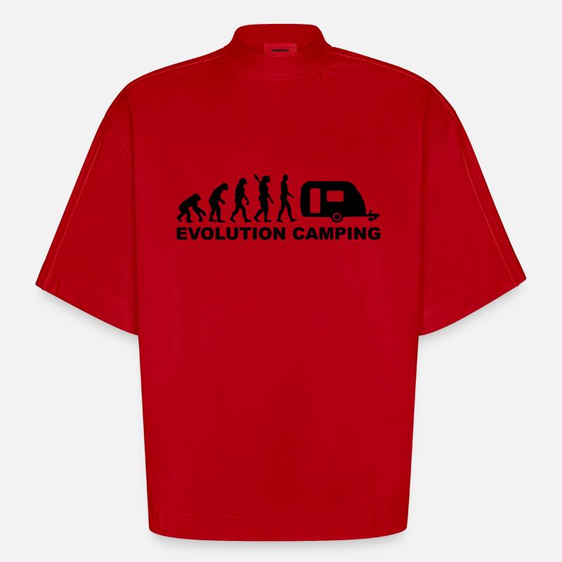Evolution Camping - T-shirt bio épais oversize Boxy fabriqué en UE - rouge