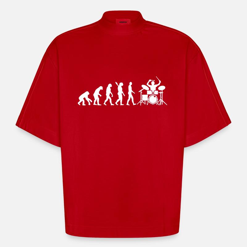 Evolution Trommesæt - Heavyweight oversized organic boxy T-shirt made in EU - rød