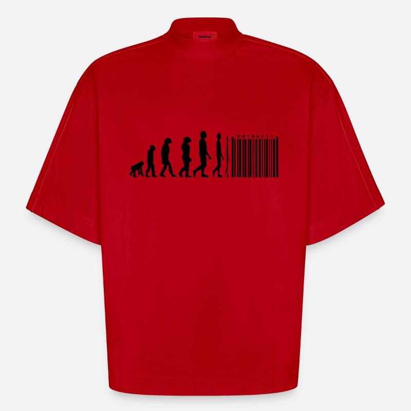 Evolution barcode - Heavyweight Oversized Organic Boxy T-Shirt Made in EU - red