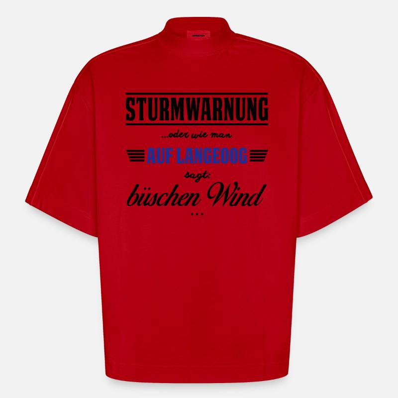 Sturmwarnung Langeoog - büschen Wind - Heavyweight Oversized Organic Boxy T-Shirt Made in EU - Rot