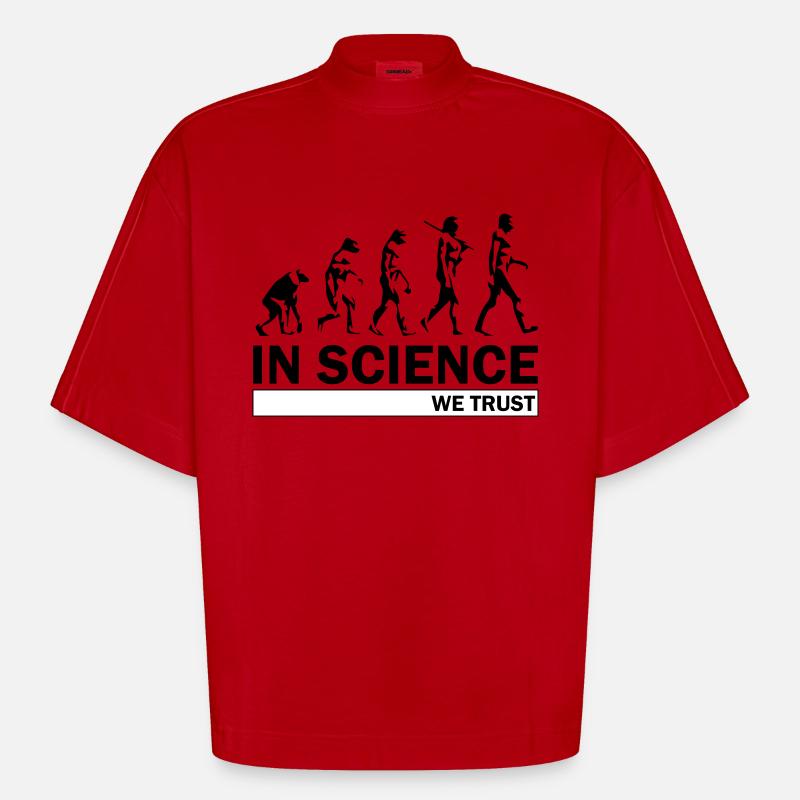 Evolution de la science - T-shirt bio épais oversize Boxy fabriqué en UE - rouge