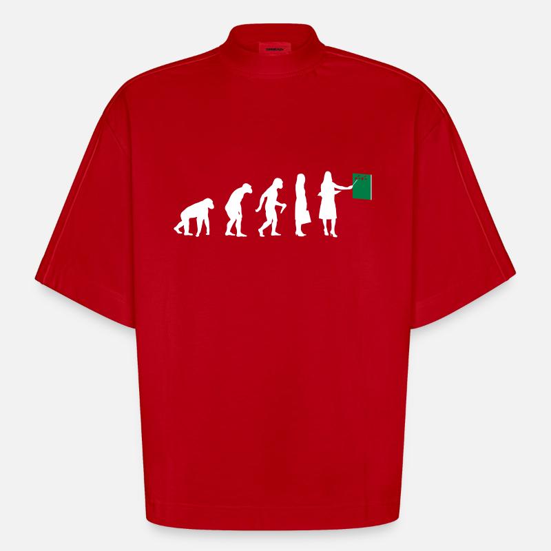 Lehrer Evolution - Heavyweight Oversized Organic Boxy T-Shirt Made in EU - Rot