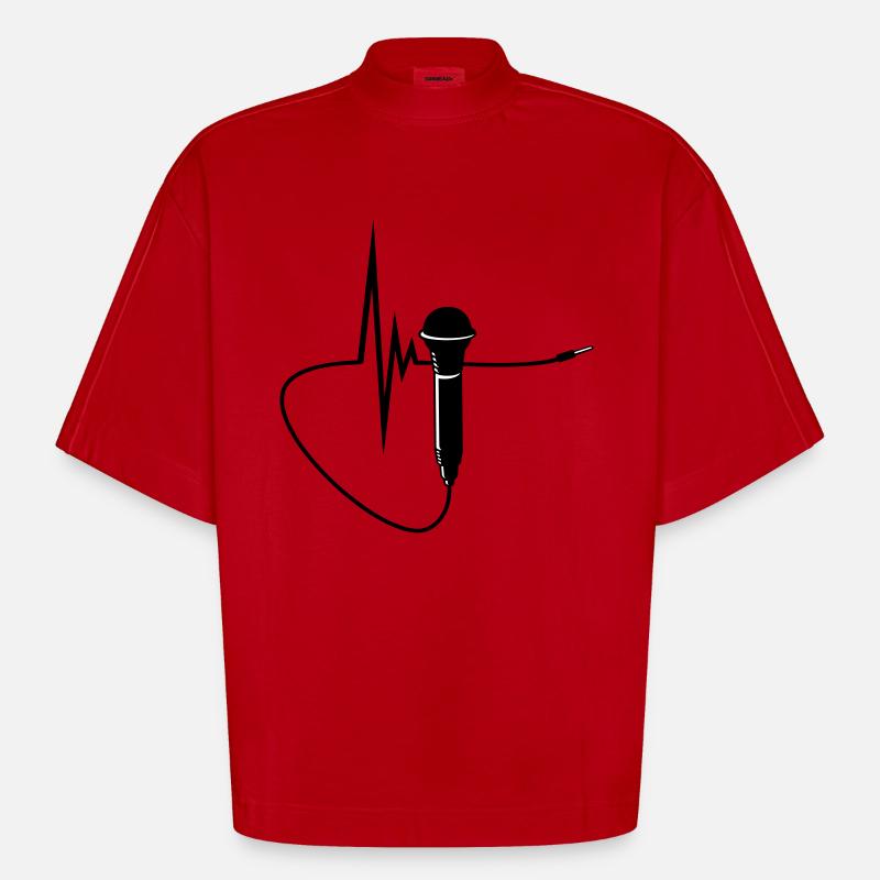 singing_pulse - T-shirt bio épais oversize Boxy fabriqué en UE - rouge