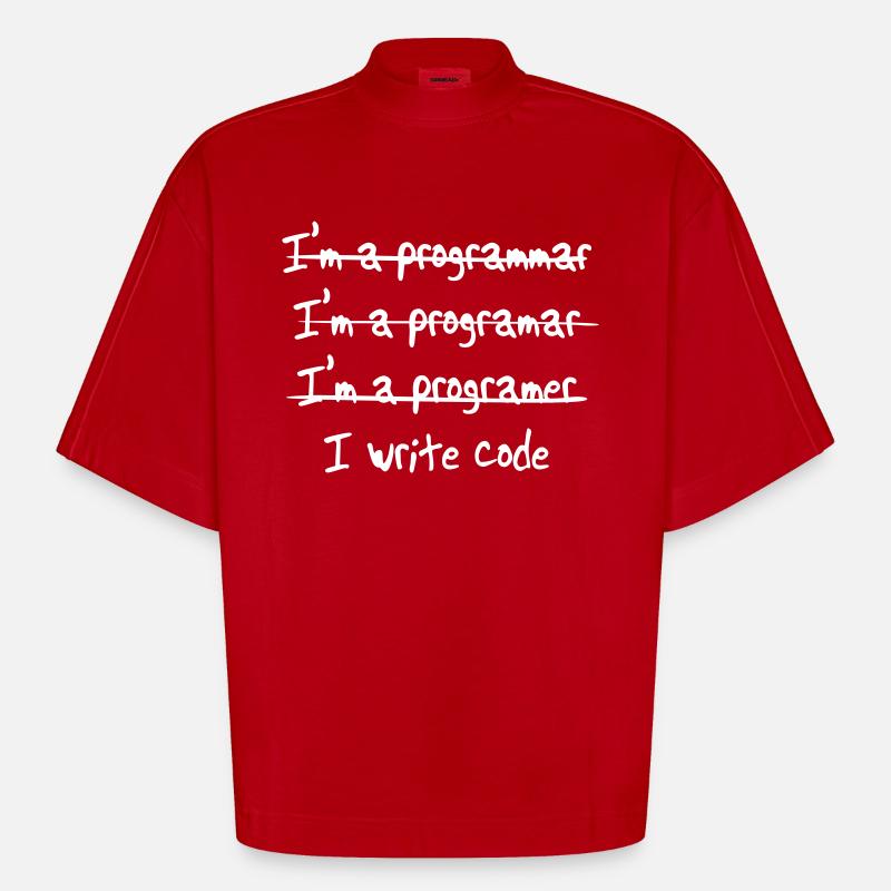I'm programmer. I write code - Heavyweight Oversized Organic Boxy T-Shirt Made in EU - red