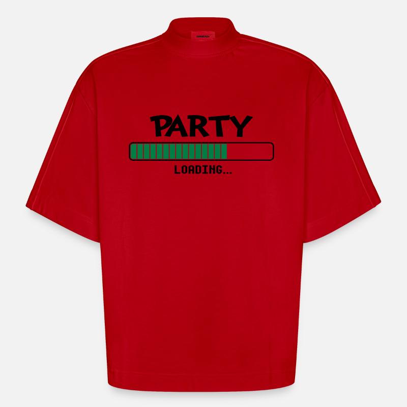 Party loading loading bar - Heavyweight Oversized Organic Boxy T-Shirt Made in EU - red