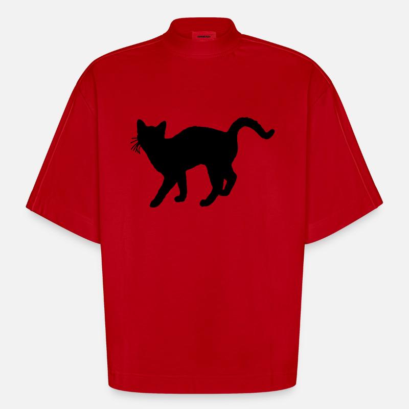 chat - T-shirt bio épais oversize Boxy fabriqué en UE - rouge