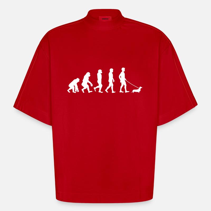 Dackel - Evolution - Heavyweight Oversized Organic Boxy T-Shirt Made in EU - red