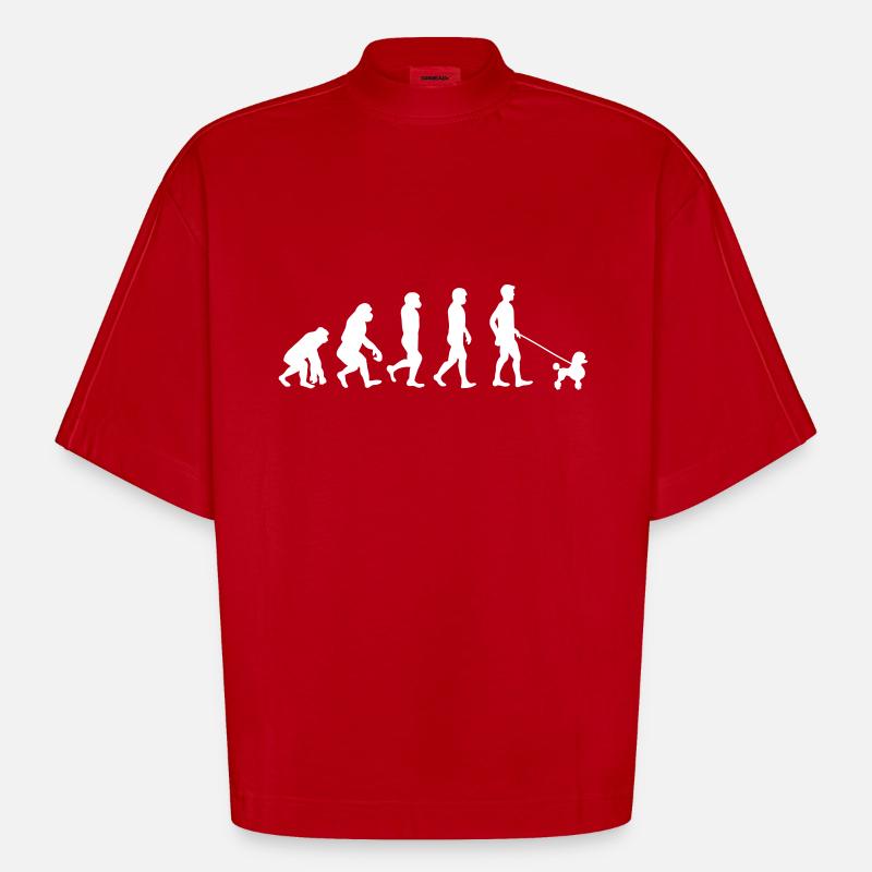 Poodle Evolution - Heavyweight Oversized Organic Boxy T-Shirt Made in EU - red