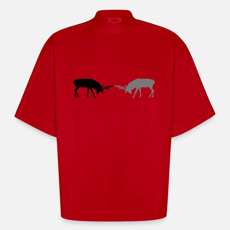 hirsch - geweih - jagd - jäger - Heavyweight Oversized Organic Boxy T-Shirt Made in EU - Rot