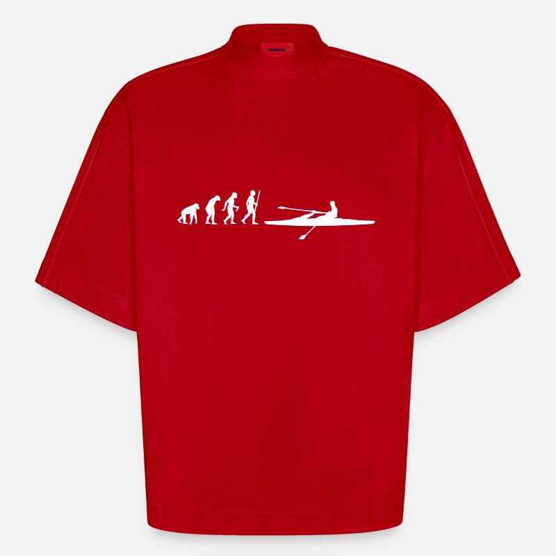 Évolution de l'aviron - T-shirt bio épais oversize Boxy fabriqué en UE - rouge