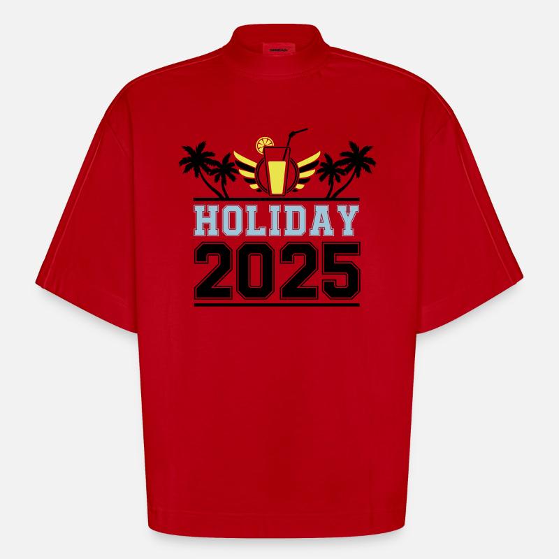Vacances 2025 - T-shirt bio épais oversize Boxy fabriqué en UE - rouge