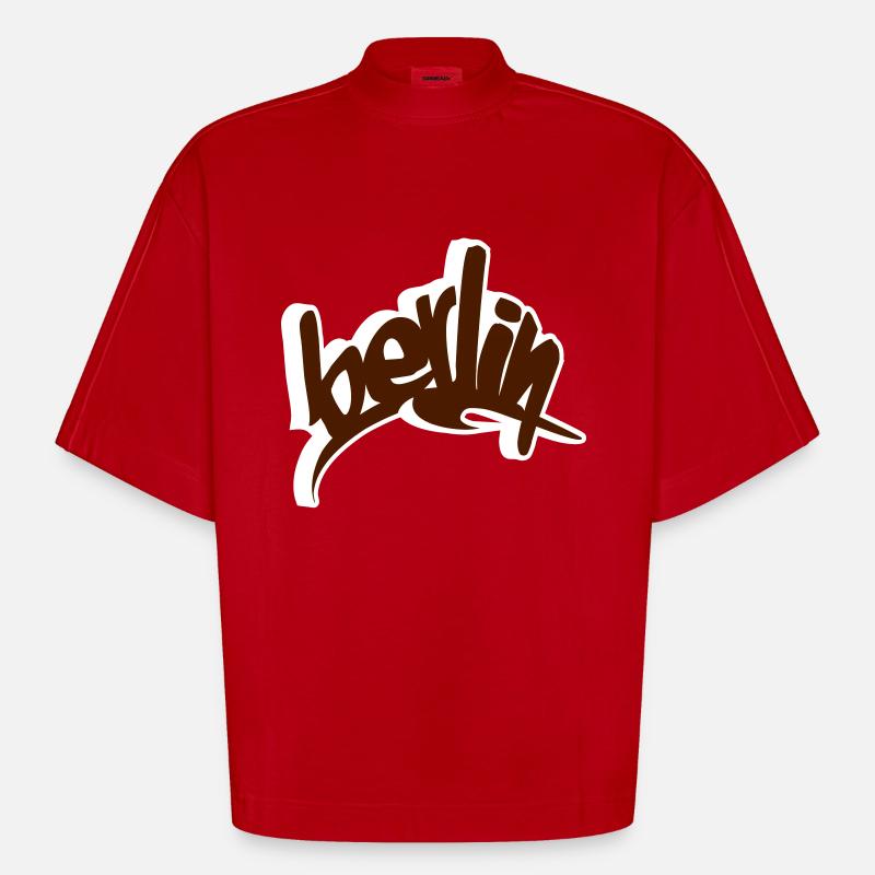 Berlin - T-shirt bio épais oversize Boxy fabriqué en UE - rouge