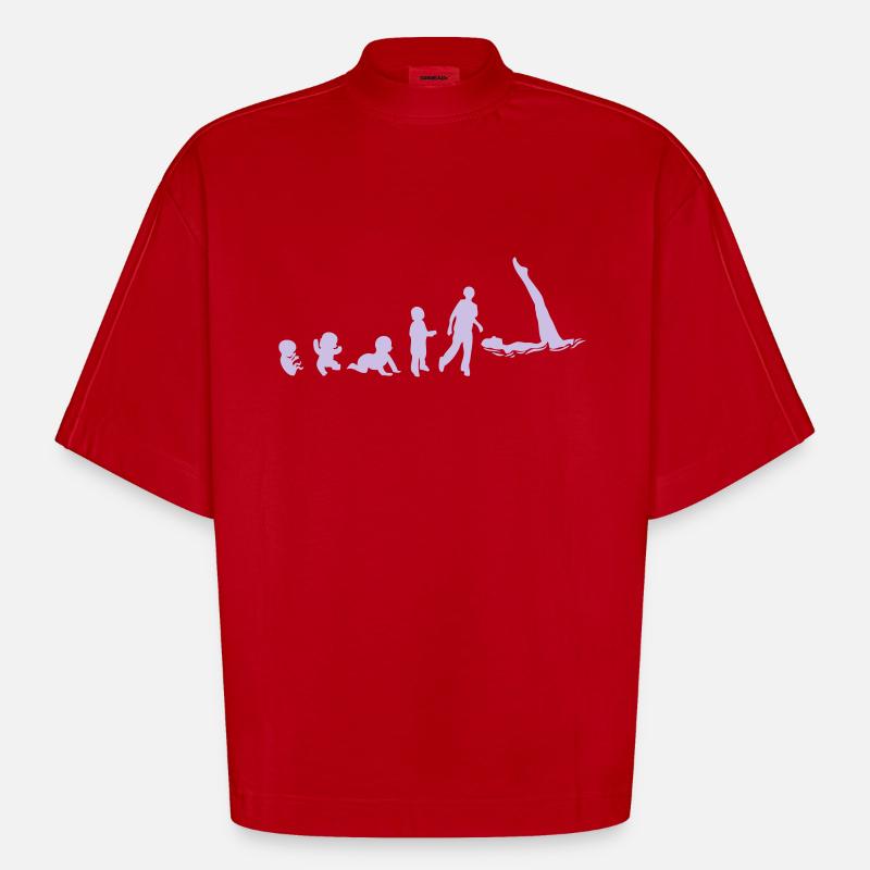Entwicklung Synchronschwimm Fötus human8 - Heavyweight Oversized Organic Boxy T-Shirt Made in EU - Rot