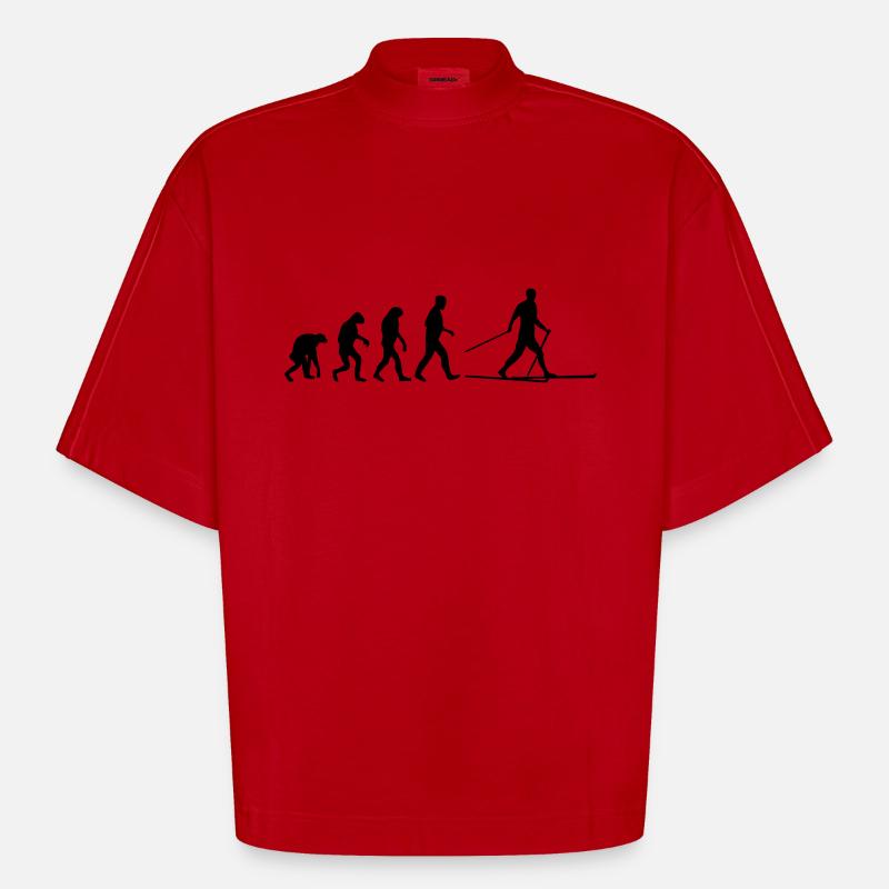 ski langlauf evolution - Heavyweight Oversized Organic Boxy T-Shirt Made in EU - Rot