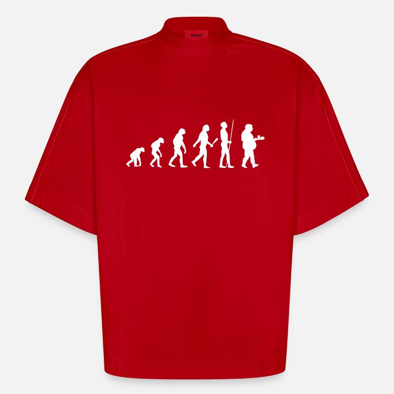 evolution - Heavyweight Oversized Organic Boxy T-Shirt Made in EU - Rot