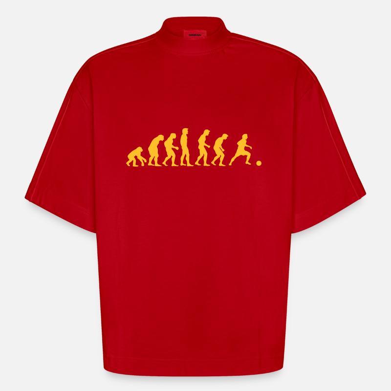 fussball_evolution - Heavyweight Oversized Organic Boxy T-Shirt Made in EU - Rot