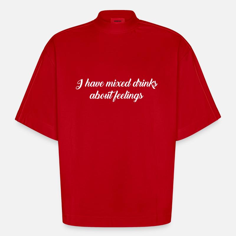 mixed drinks text - Heavyweight Oversized Organic Boxy T-Shirt Made in EU - red