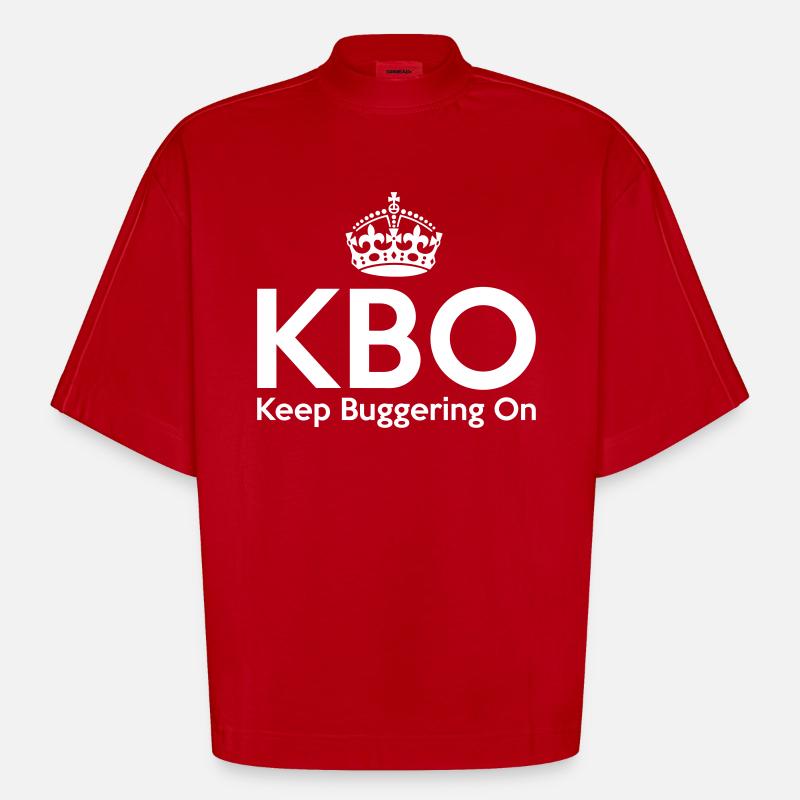 KBO - Keep Buggering on - T-shirt bio épais oversize Boxy fabriqué en UE - rouge