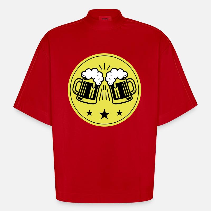 Bier Party Symbol - Heavyweight Oversized Organic Boxy T-Shirt Made in EU - Rot