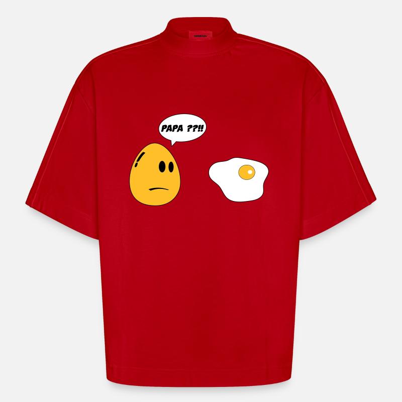 Egg Daddy - Heavyweight Oversized Organic Boxy T-Shirt Made in EU - red