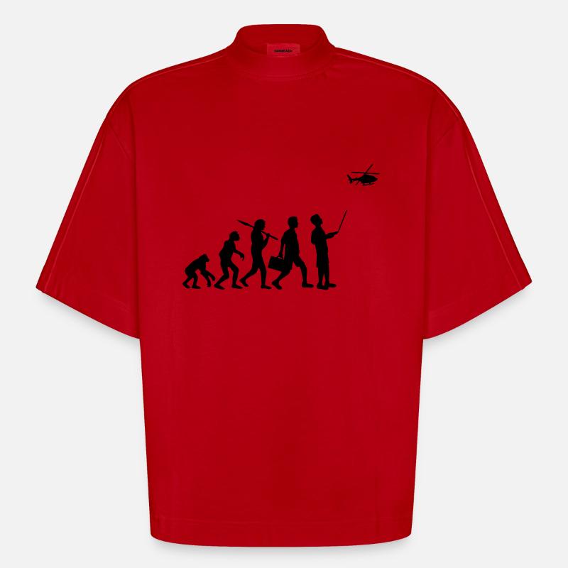 Evolution remote controlled model helicopter - Heavyweight Oversized Organic Boxy T-Shirt Made in EU - red