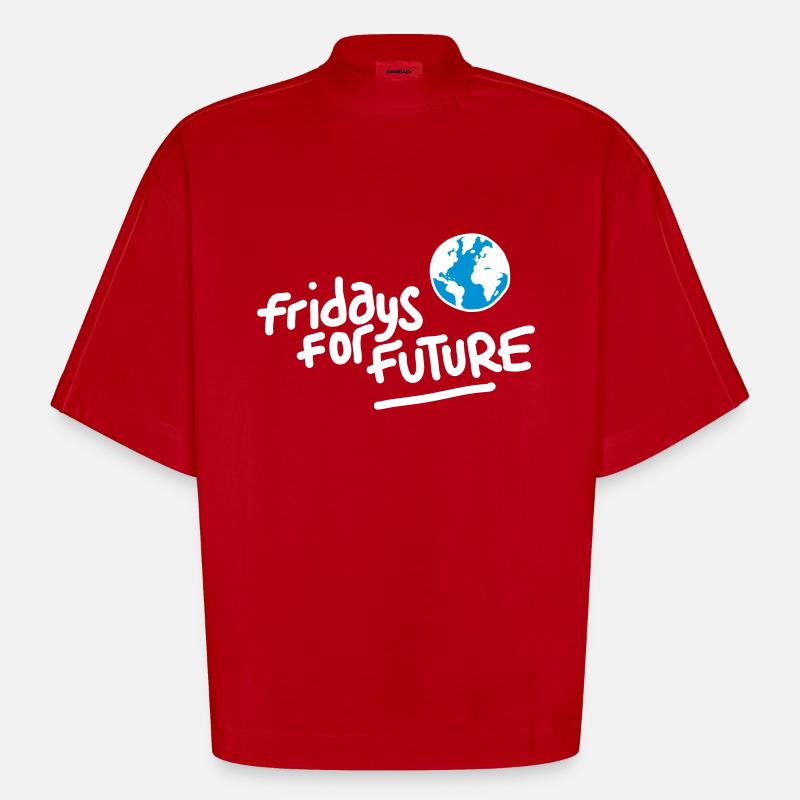 Fridays for Future - Heavyweight Oversized Organic Boxy T-Shirt Made in EU - Rot