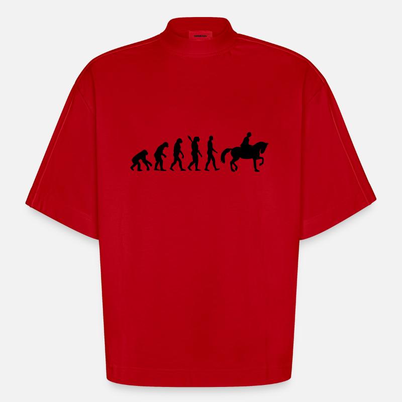 Évolution Cheval - T-shirt bio épais oversize Boxy fabriqué en UE - rouge