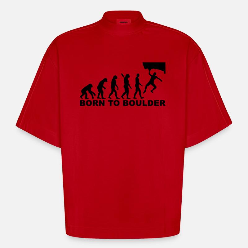 Evolution boulder - Heavyweight Oversized Organic Boxy T-Shirt Made in EU - red