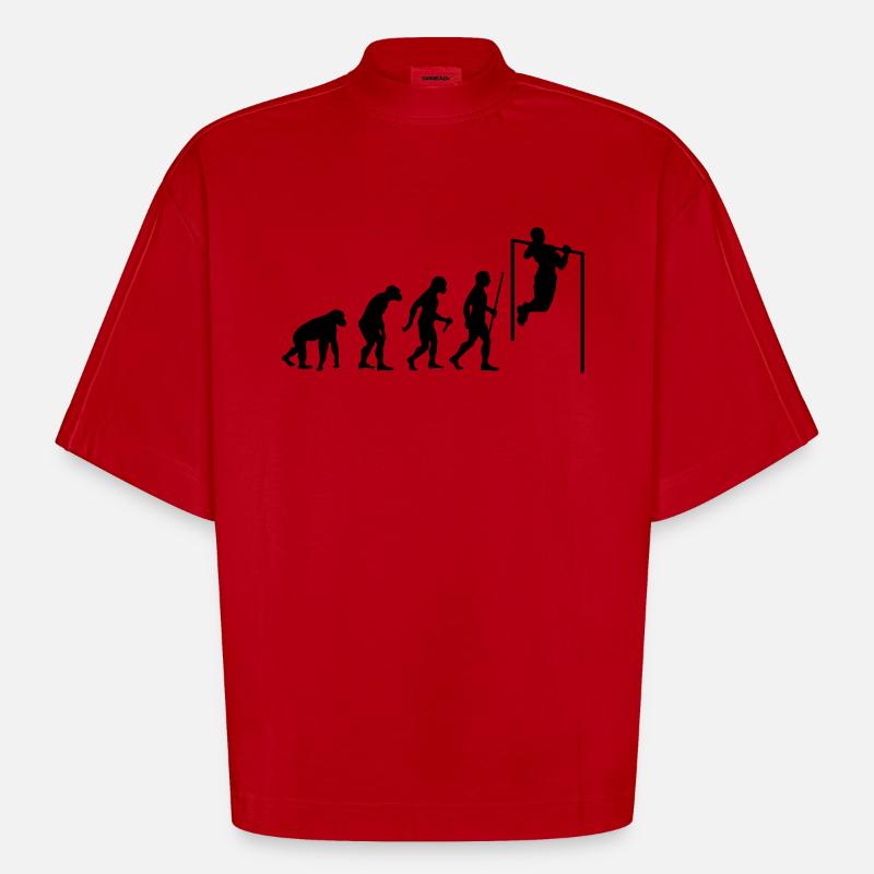 Evolution Pull Up - Heavyweight Oversized Organic Boxy T-Shirt Made in EU - red