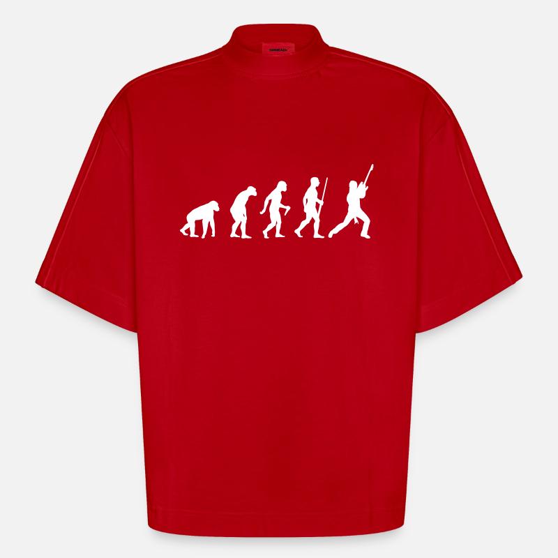 Electro Guitar Evolution - Heavyweight Oversized Organic Boxy T-Shirt Made in EU - red
