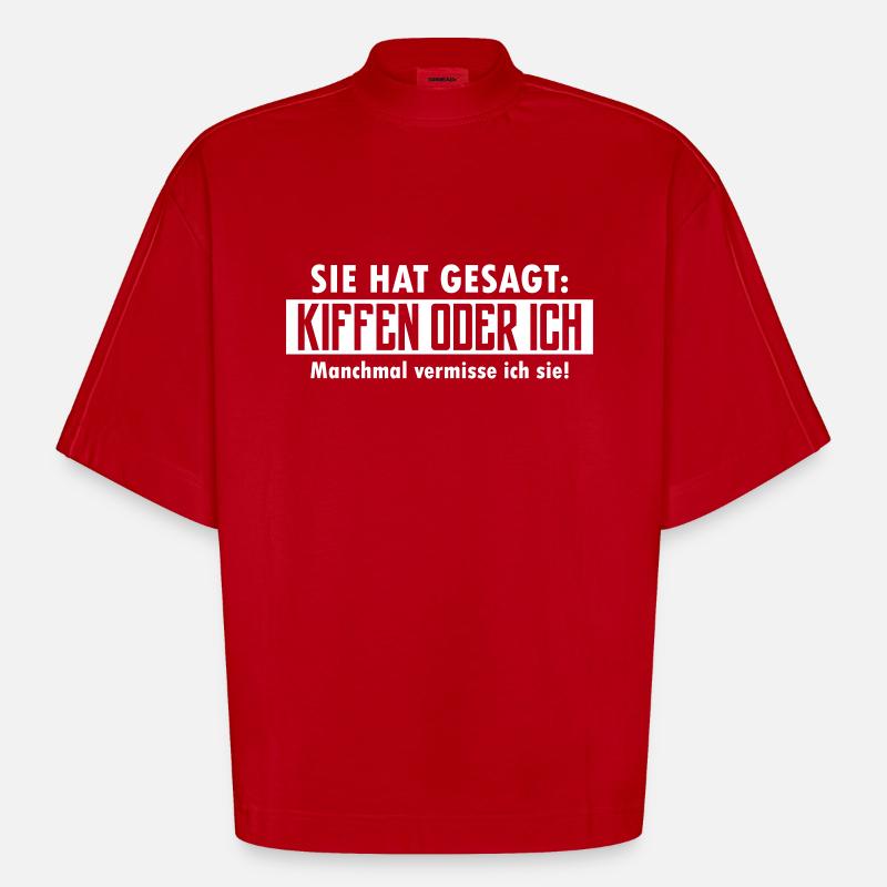 kiffen oder ich - Heavyweight Oversized Organic Boxy T-Shirt Made in EU - Rot