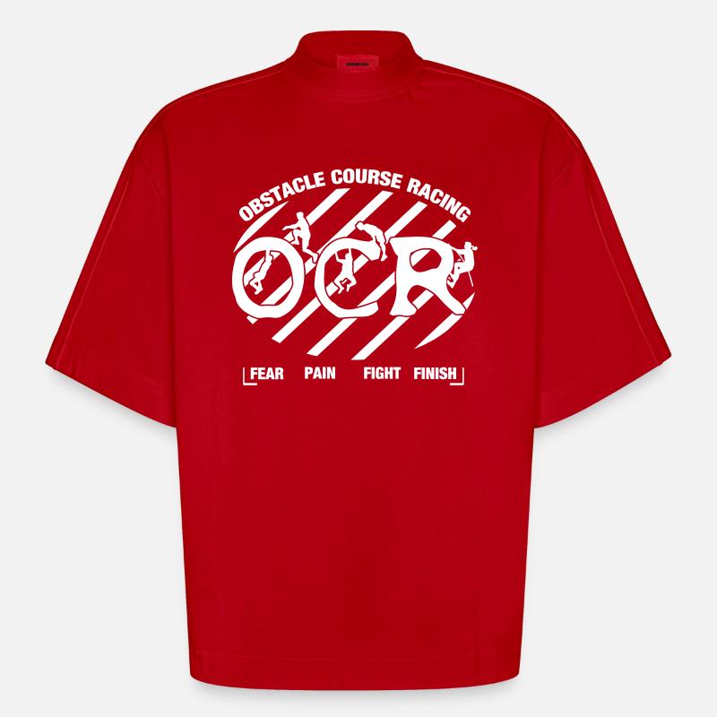 OCR Obstacle Course Racing - Heavyweight Oversized Organic Boxy T-Shirt Made in EU - Rot