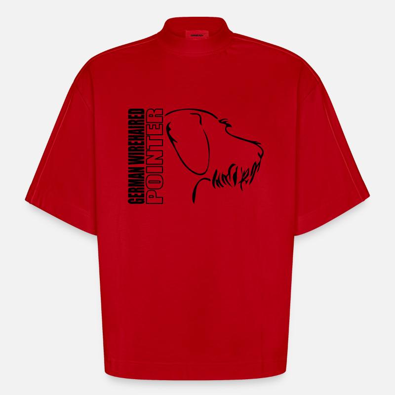GERMAN WIREHAIRED POINTER PROFIL - Heavyweight Oversized Organic Boxy T-Shirt Made in EU - Rot