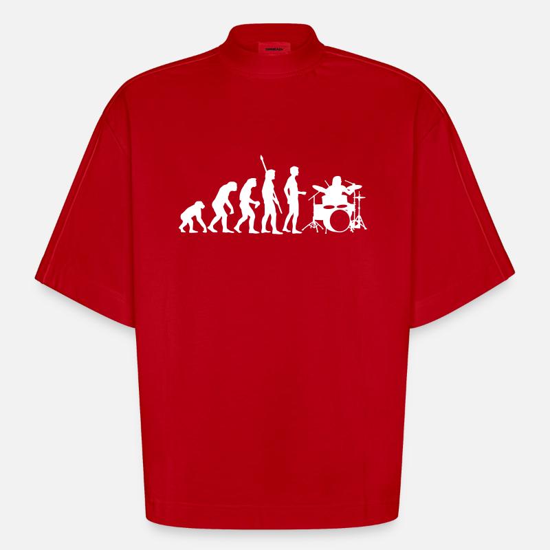 evolution_drummer_b_1c - T-shirt bio épais oversize Boxy fabriqué en UE - rouge