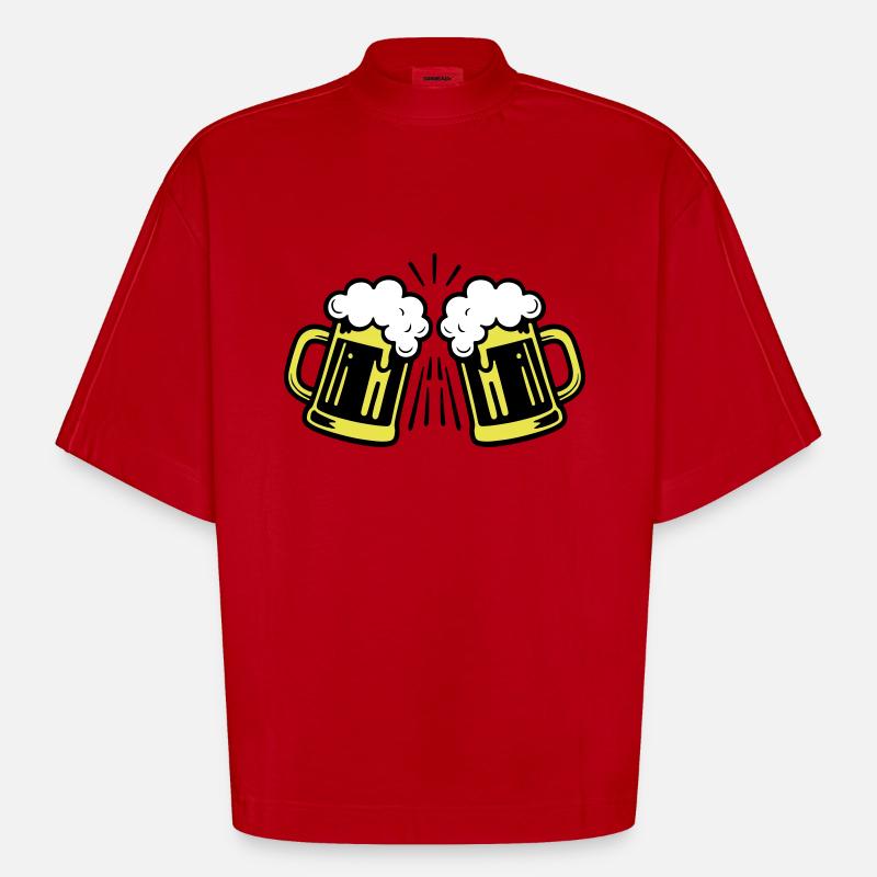 Bier Symbol Bierglas - Heavyweight Oversized Organic Boxy T-Shirt Made in EU - Rot