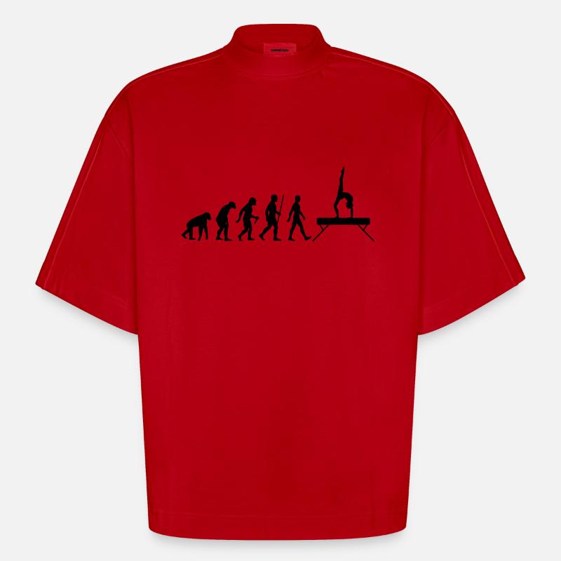 Evolution Schwebebalken - Heavyweight Oversized Organic Boxy T-Shirt Made in EU - Rot